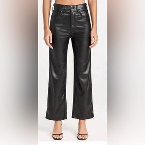 MOTHER The Rambler Zip Ankle Black Leather jeans